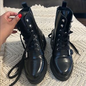 Black Lace-Up Ankle Boots